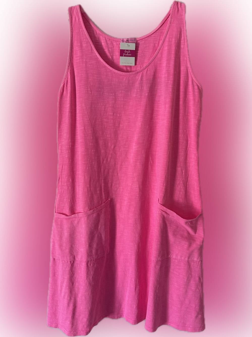 fresh produce Hot Pink Sleeveless Pocket Tunic Dress